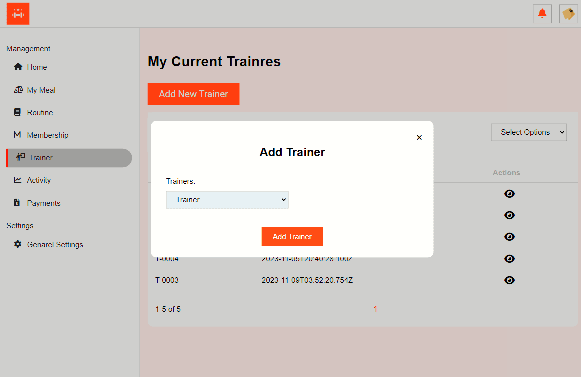 Fitness Web Application project screen 18