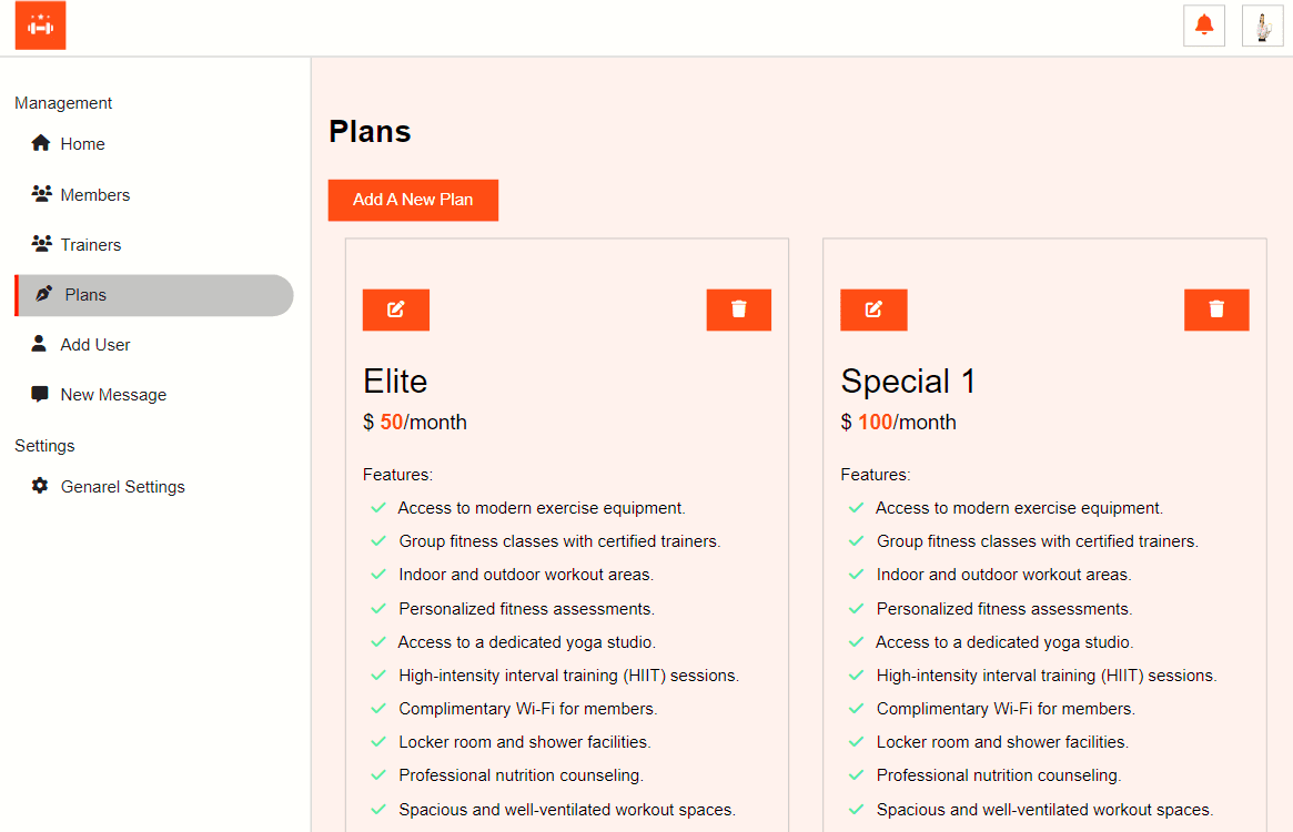 Fitness Web Application project screen 10
