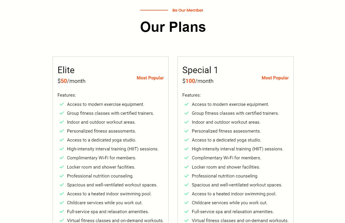 Fitness Web Application project screen 4