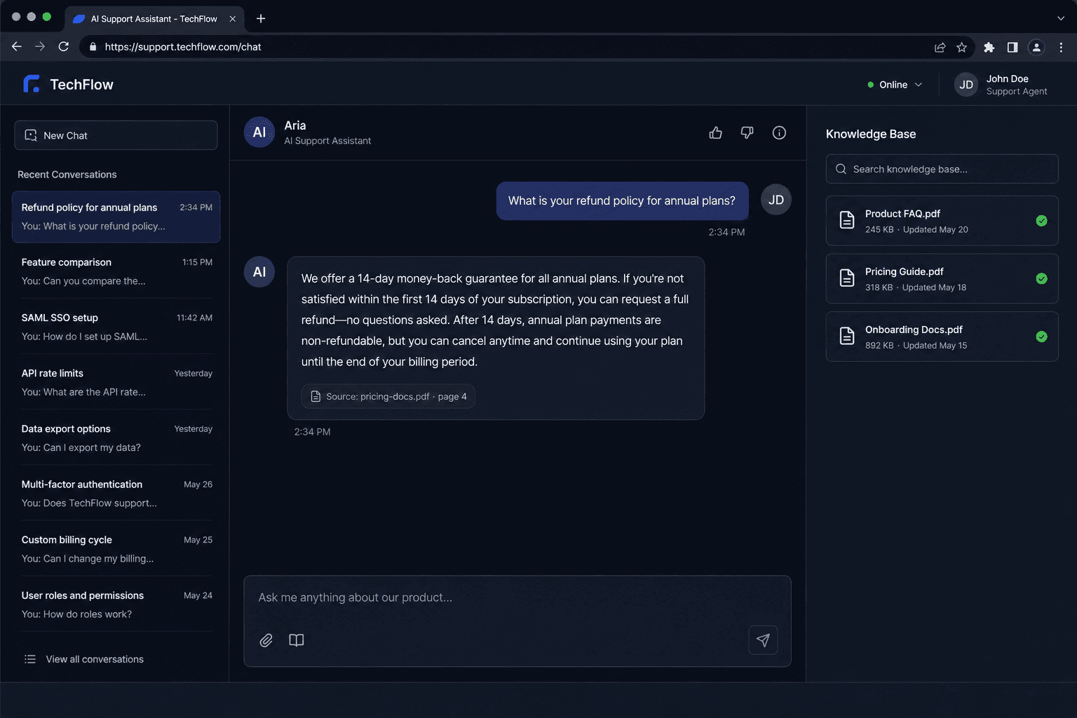 AI Customer Support ~ RAG project preview